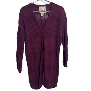 Vintage Venezia Plus 14/16 Cardigan Purple Open‎ Knit Longline Ramie Cotton